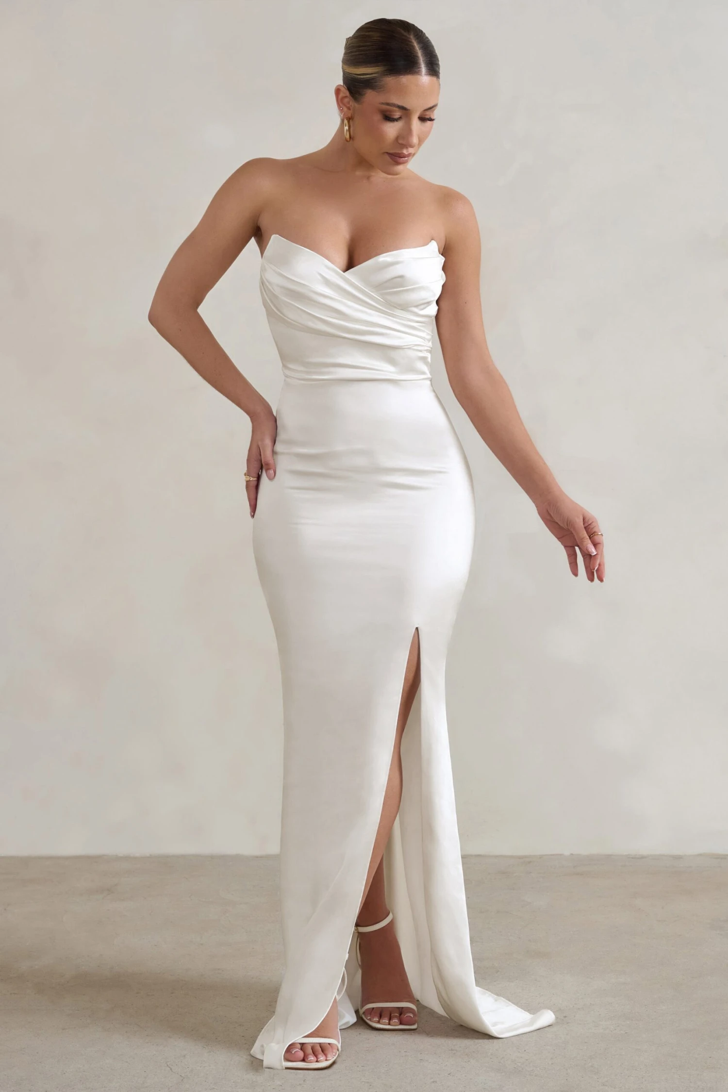 Coraline | White Strapless Maxi Dress With Split 3 Coraline | White Strapless Maxi Dress With Split