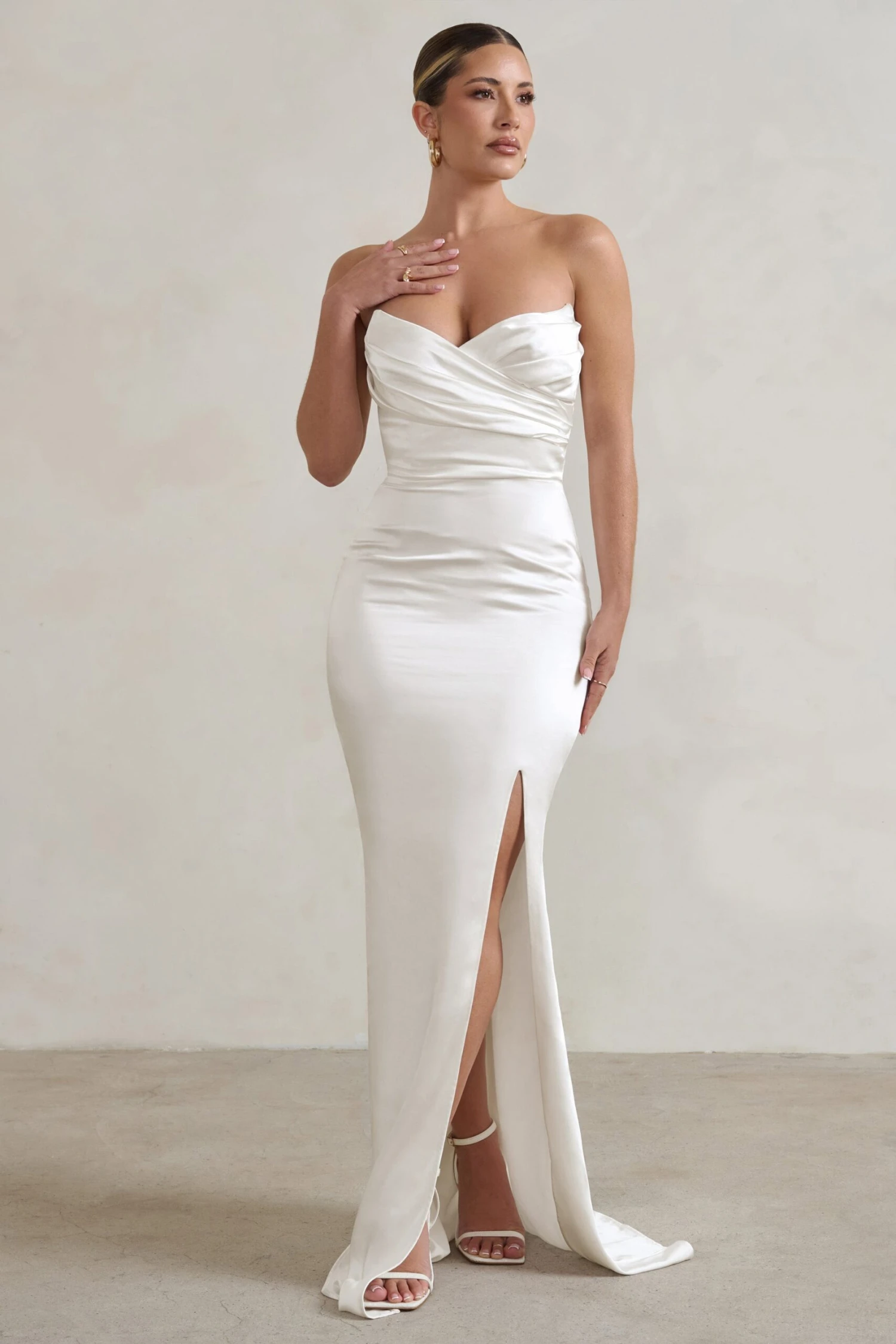 Coraline | White Strapless Maxi Dress With Split 6 Coraline | White Strapless Maxi Dress With Split - Image 4