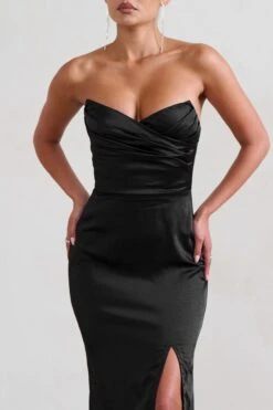 Coraline | Black Strapless Maxi Dress With Split -Sangyong Store WB CL128413 Coraline BlackStraplessMaxidressWithSplit4