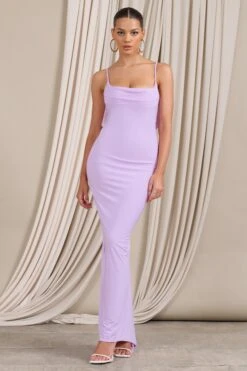 Flute | Lilac Bodycon Maxi Dress With Ruched Ruffled Back -Sangyong Store WB CL128443098 FluteLilacBodyconMaxiDressWithRuchedRuffledBack0