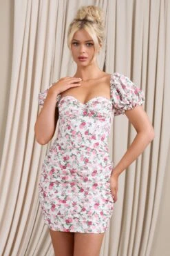 Freshly Picked | Pink Floral Puff-Sleeved Corset Mini Dress -Sangyong Store WB CL128479147 FreshlyPicked PinkFloral2
