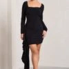 Crimson Cut | Black Long-Sleeved Ruffled Bodycon Mini Dress 2 Crimson Cut | Black Long-Sleeved Ruffled Bodycon Mini Dress -Sangyong Store WB CL128706002 CrimsonCutBlackLong SleevedRuffledBodyconMiniDress0