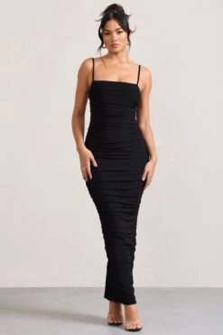 Ellis | Black Ruched Mesh Strappy Bodycon Maxi Dress -Sangyong Store WB CL128707002 EllisPlumRuchedMeshStrappyBodyconMaxiDress0 36aa10f9 514f 4592 b6ab db4acd4e9d16