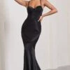 Custom | Black Satin Sweetheart Corset Fishtail Maxi Dress -Sangyong Store WB CL128719002 CustomBlackSatinSweetheartCorsetFishtailMaxiDress2