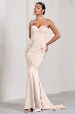 Custom | Champagne Satin Sweetheart Corset Fishtail Maxi Dress -Sangyong Store WB CL128719059 CustomChampagneSatinSweetheartCorsetFishtailMaxiDress1