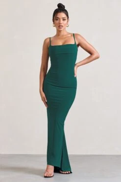 Camera One | Bottle Green Strappy Laced Bodycon Maxi Dress -Sangyong Store WB CL128723047 CameraOneBottleGreenStrappyLacedBodyconMaxiDress1