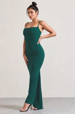 Camera One | Bottle Green Strappy Laced Bodycon Maxi Dress -Sangyong Store WB CL128723047 CameraOneBottleGreenStrappyLacedBodyconMaxiDress3