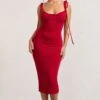 Irina | Red Cowl-Neck Bodycon Midi Dress -Sangyong Store WB CL128730004 IrinaRedCowl NeckBodyconMidiDress1