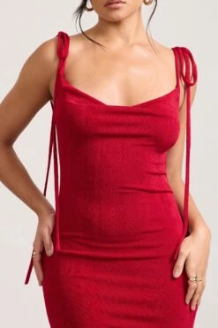 Irina | Red Cowl-Neck Bodycon Midi Dress 9 Irina | Red Cowl-Neck Bodycon Midi Dress -Sangyong Store WB CL128730004 IrinaRedCowl NeckBodyconMidiDress4