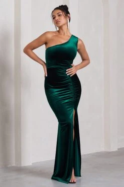 Stargazing | Bottle Green Velvet Asymmetric Split Maxi Dress 10 Stargazing | Bottle Green Velvet Asymmetric Split Maxi Dress -Sangyong Store WB CL128806047 StargazingBottleGreenVelvetAsymmetricSplitMaxiDress2