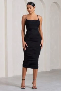 Bree | Black Ruched Mesh Strappy Bodycon Midi Dress 11 Bree | Black Ruched Mesh Strappy Bodycon Midi Dress -Sangyong Store WB CL128821002 Bree BlackRuchedMeshStrappyBodyconMidiDress4 21674d26 4ab9 4b9d aa04 bc903c39041a