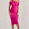Chain Reaction | Fuchsia Pink Strappy Asymmetric Bodycon Midi Dress -Sangyong Store WB CL128822057 ChainReaction FuchsiaPinkStrappyAsymmetricBodyconMidiDress2 2b9d0d16 0ed8 496b 8a68 24471bef737a