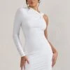 Fusion | White Asymmetric Twisted Bodycon Mini Dress -Sangyong Store WB CL128830005 Fusion WhiteAsymmetricTwistedBodyconMiniDress1