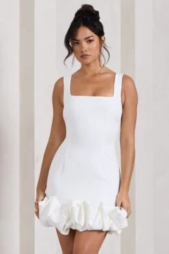 Lucy | White Strappy Mini Dress With Ruffle Trim 11 Lucy | White Strappy Mini Dress With Ruffle Trim -Sangyong Store WB CL128839005 LucyWhiteStrappyMiniDressWithRuffleTrim0