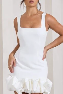 Lucy | White Strappy Mini Dress With Ruffle Trim 9 Lucy | White Strappy Mini Dress With Ruffle Trim -Sangyong Store WB CL128839005 LucyWhiteStrappyMiniDressWithRuffleTrim3