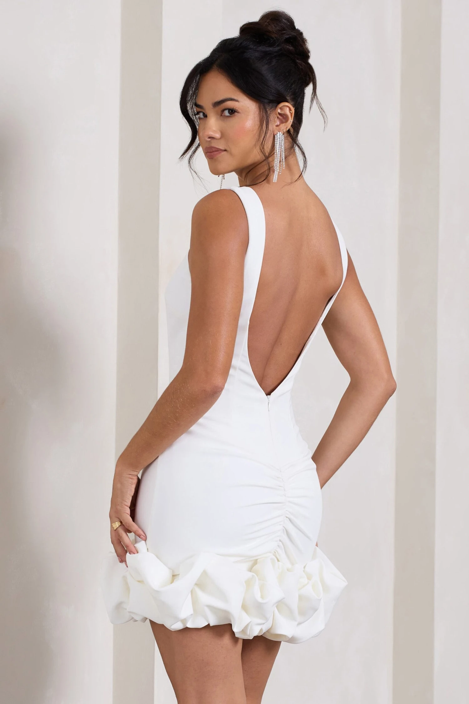 Lucy | White Strappy Mini Dress With Ruffle Trim 4 Lucy | White Strappy Mini Dress With Ruffle Trim - Image 2