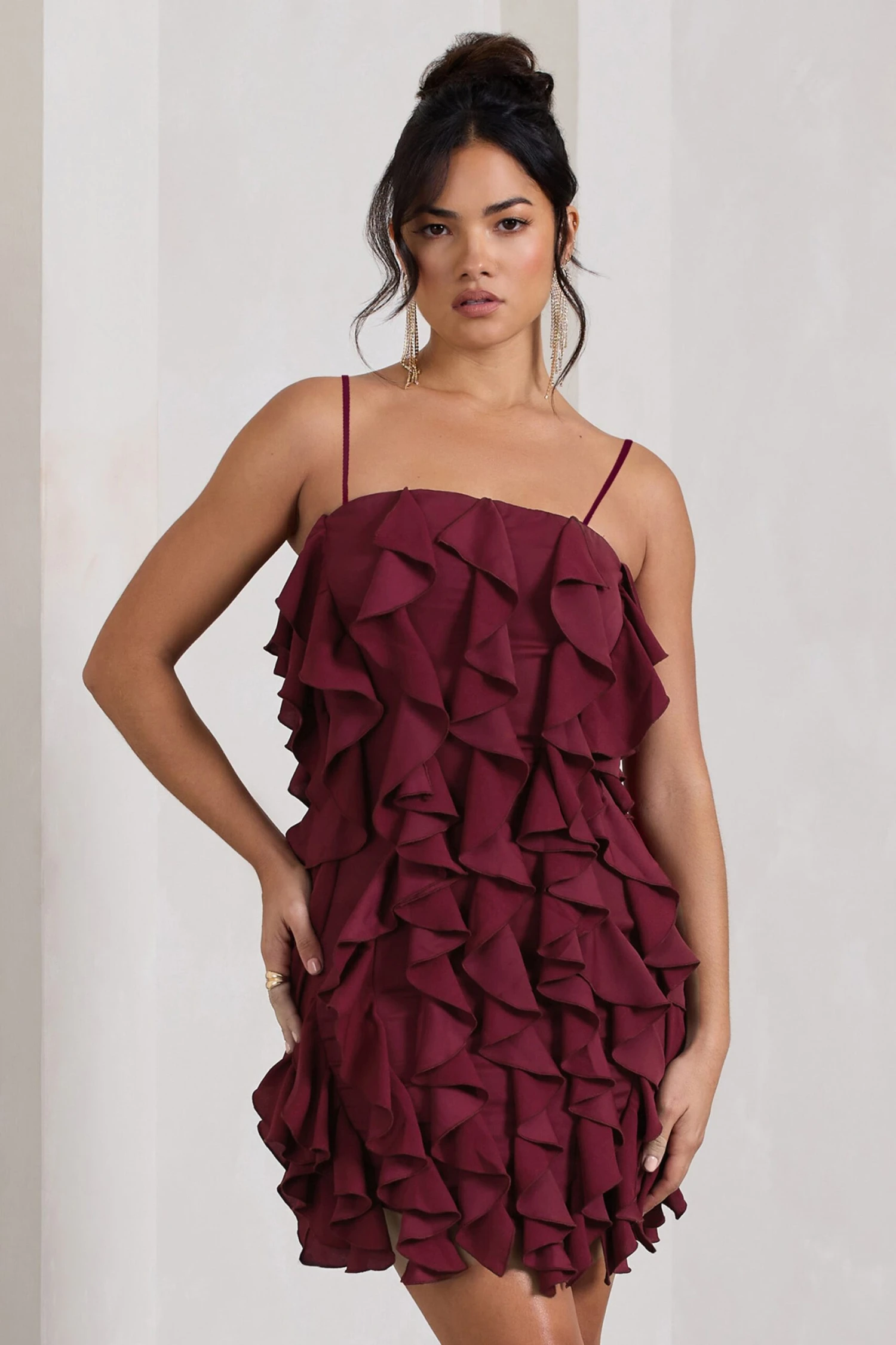 It Girl | Plum Bandeau Bodycon Mini Dress With Ruffles 6 It Girl | Plum Bandeau Bodycon Mini Dress With Ruffles - Image 4