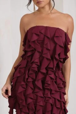 It Girl | Plum Bandeau Bodycon Mini Dress With Ruffles 9 It Girl | Plum Bandeau Bodycon Mini Dress With Ruffles -Sangyong Store WB CL128842158 ItGirlPlumBandeauBodyconMiniDressWithRuffles5