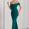 Vivienne | Bottle Green Bardot Open-Back Maxi Dress -Sangyong Store WB CL128862047 VivienneBottleGreenBardotOpen BackMaxiDress1