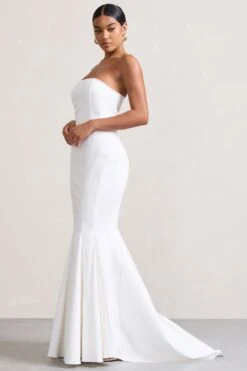 Adored | White Strapless Structured Fishtail Maxi Dress -Sangyong Store WB CL128872005 Adored WhiteStraplessStructuredFishtailMaxiDress4 04a75347 020a 4673 b5db 5af87b367008