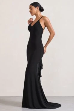 Naya | Black Strappy V-Neck Fishtail Maxi Dress -Sangyong Store WB CL128879002 Naya BlackStrappyV NeckFishtailMaxiDress3