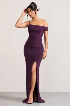 On Film | Burgundy Asymmetric Strappy Split Maxi Dress -Sangyong Store WB CL128889069 OnFilm BurgundyAsymmetricStrappySplitMaxiDress2