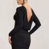 Our Star | Black Cowl-Back Long-Sleeved Bodycon Mini Dress 2 Our Star | Black Cowl-Back Long-Sleeved Bodycon Mini Dress -Sangyong Store WB CL128926002 OurStar BlackCowl NeckLong SleevedBodyconMiniDress2