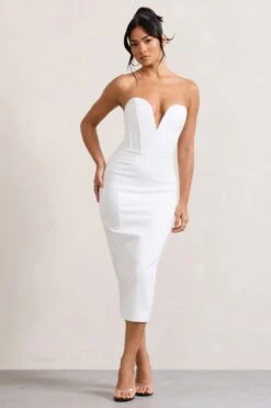 Hailey | White Strapless Sweetheart Corset Midi Dress 10 Hailey | White Strapless Sweetheart Corset Midi Dress -Sangyong Store WB CL128928005 HaileyWhiteStraplessSweetheartCorsetMidiDress0