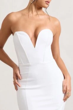 Hailey | White Strapless Sweetheart Corset Midi Dress 9 Hailey | White Strapless Sweetheart Corset Midi Dress -Sangyong Store WB CL128928005 HaileyWhiteStraplessSweetheartCorsetMidiDress5