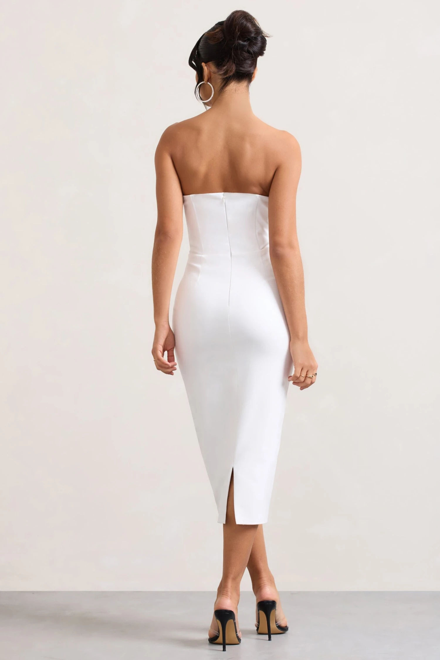 Hailey | White Strapless Sweetheart Corset Midi Dress 4 Hailey | White Strapless Sweetheart Corset Midi Dress - Image 2