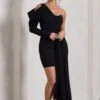 Surprise | Black One-Sleeved Corset Mini Dress With Draping -Sangyong Store WB CL128939002 SurpriseBlackOne SleevedCorsetMiniDressWithDraping0