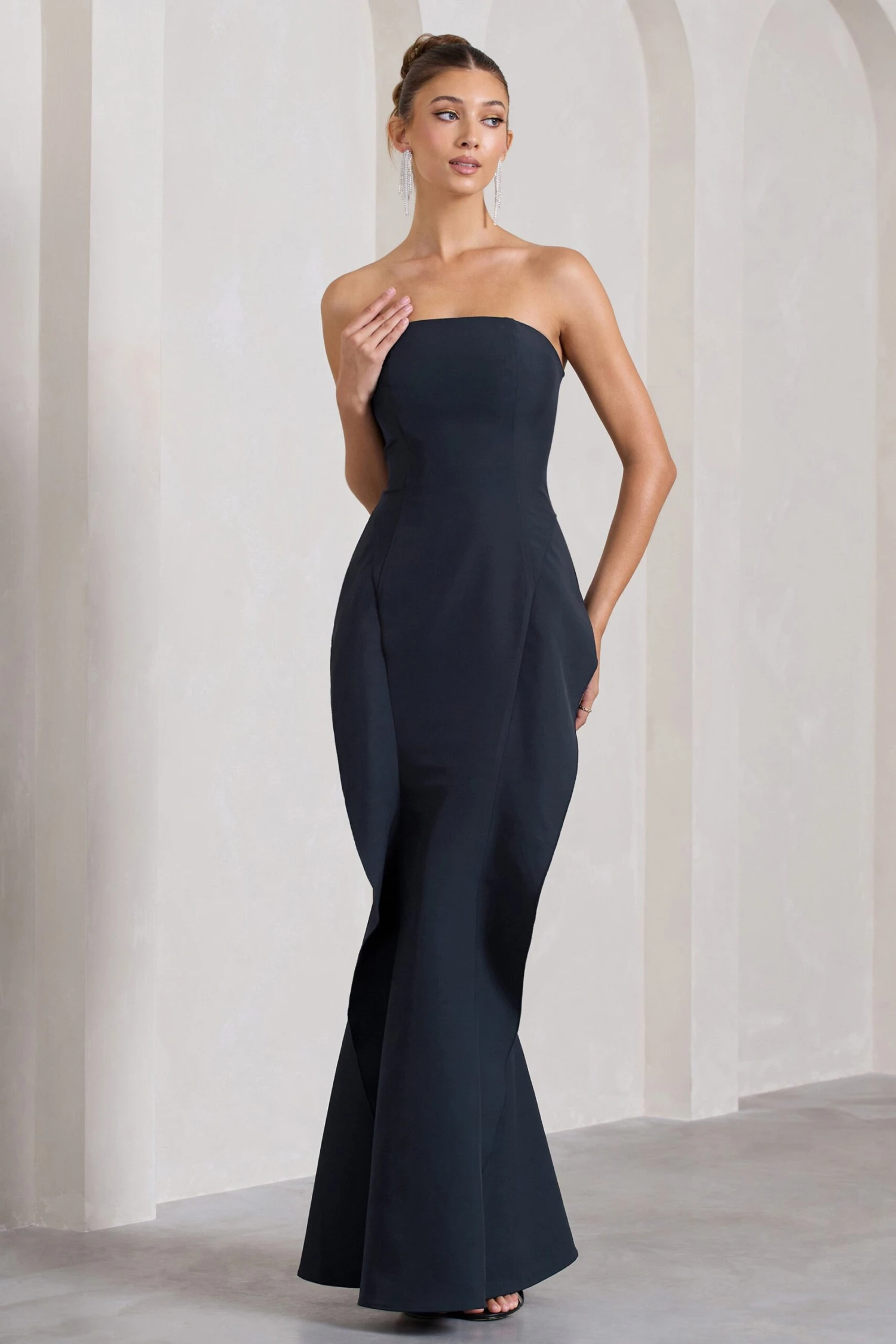 The Real Thing | Navy Strapless Draped Fishtail Maxi Dress 3 The Real Thing | Navy Strapless Draped Fishtail Maxi Dress