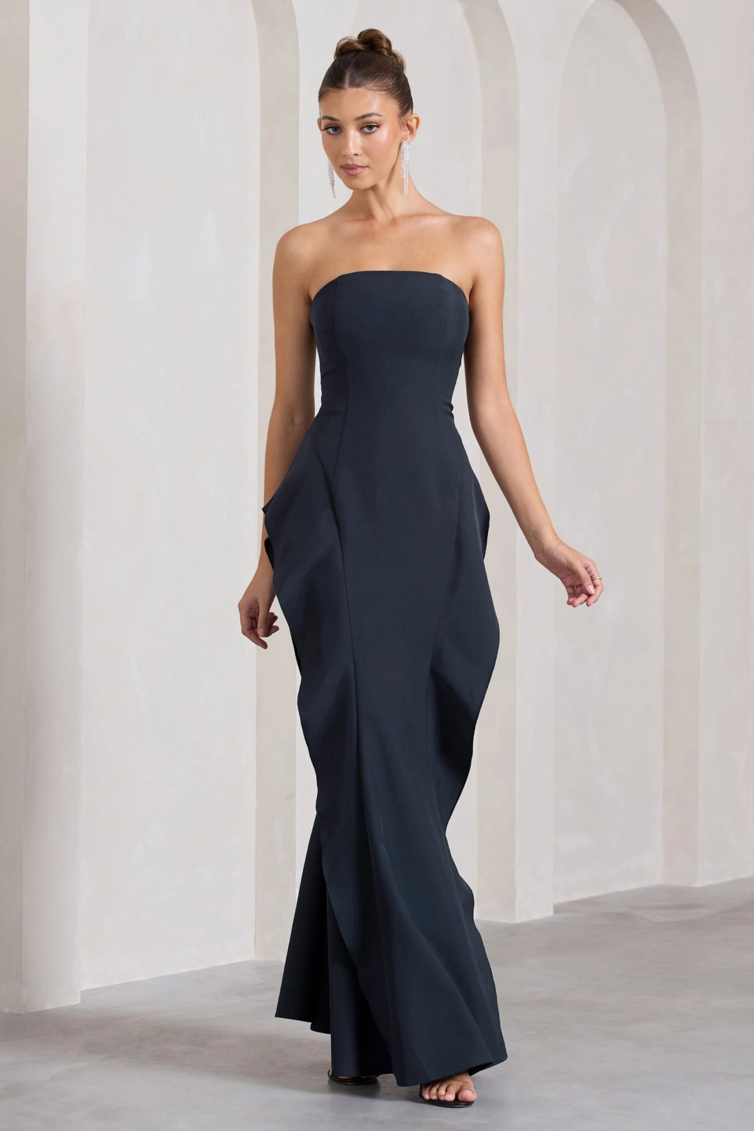 The Real Thing | Navy Strapless Draped Fishtail Maxi Dress 6 The Real Thing | Navy Strapless Draped Fishtail Maxi Dress - Image 4