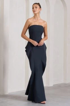 The Real Thing | Navy Strapless Draped Fishtail Maxi Dress 11 The Real Thing | Navy Strapless Draped Fishtail Maxi Dress -Sangyong Store WB CL128948015 TheRealThingNavyStraplessDrapedFishtailMaxiDress2