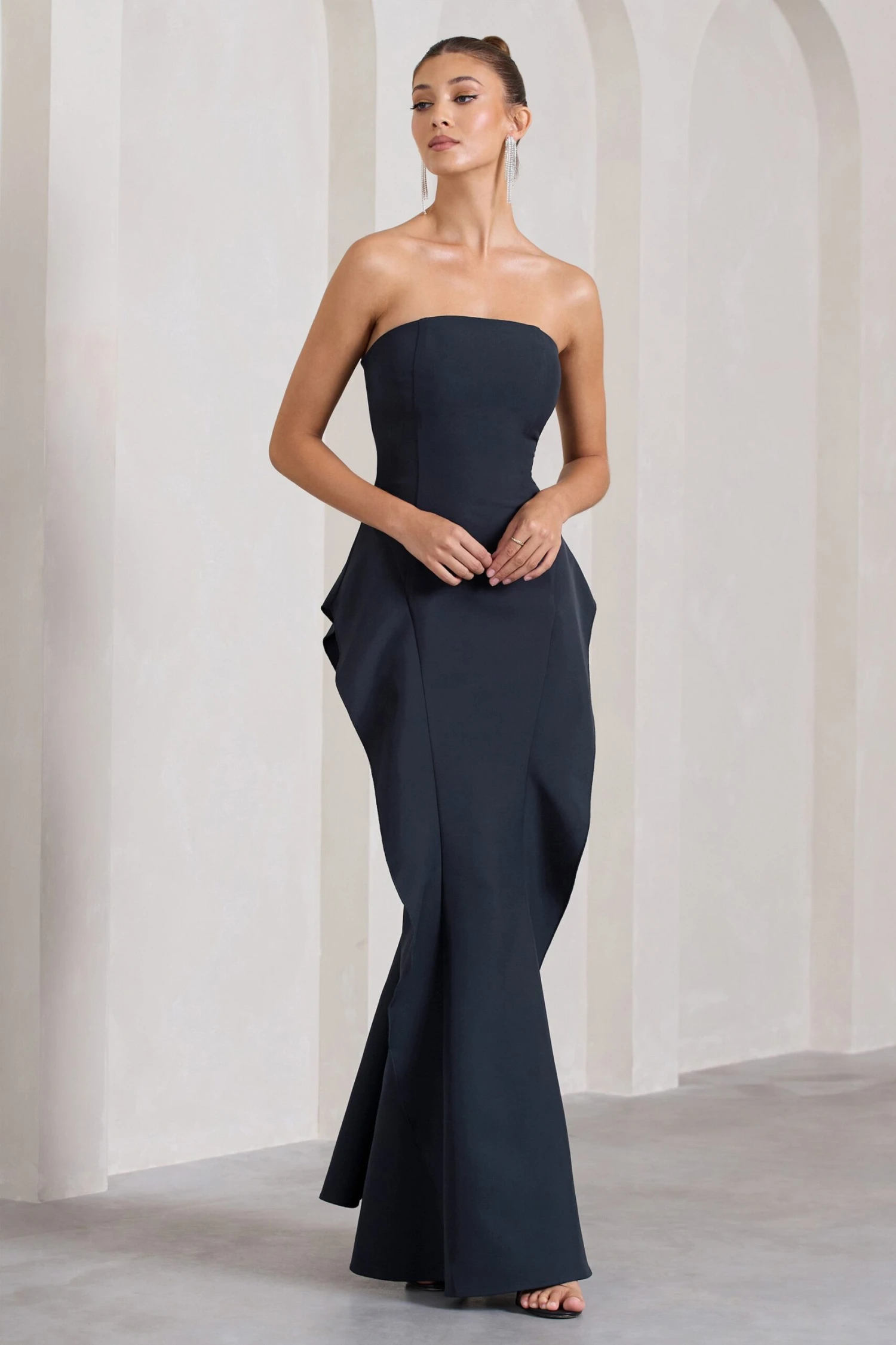 The Real Thing | Navy Strapless Draped Fishtail Maxi Dress 7 The Real Thing | Navy Strapless Draped Fishtail Maxi Dress - Image 5