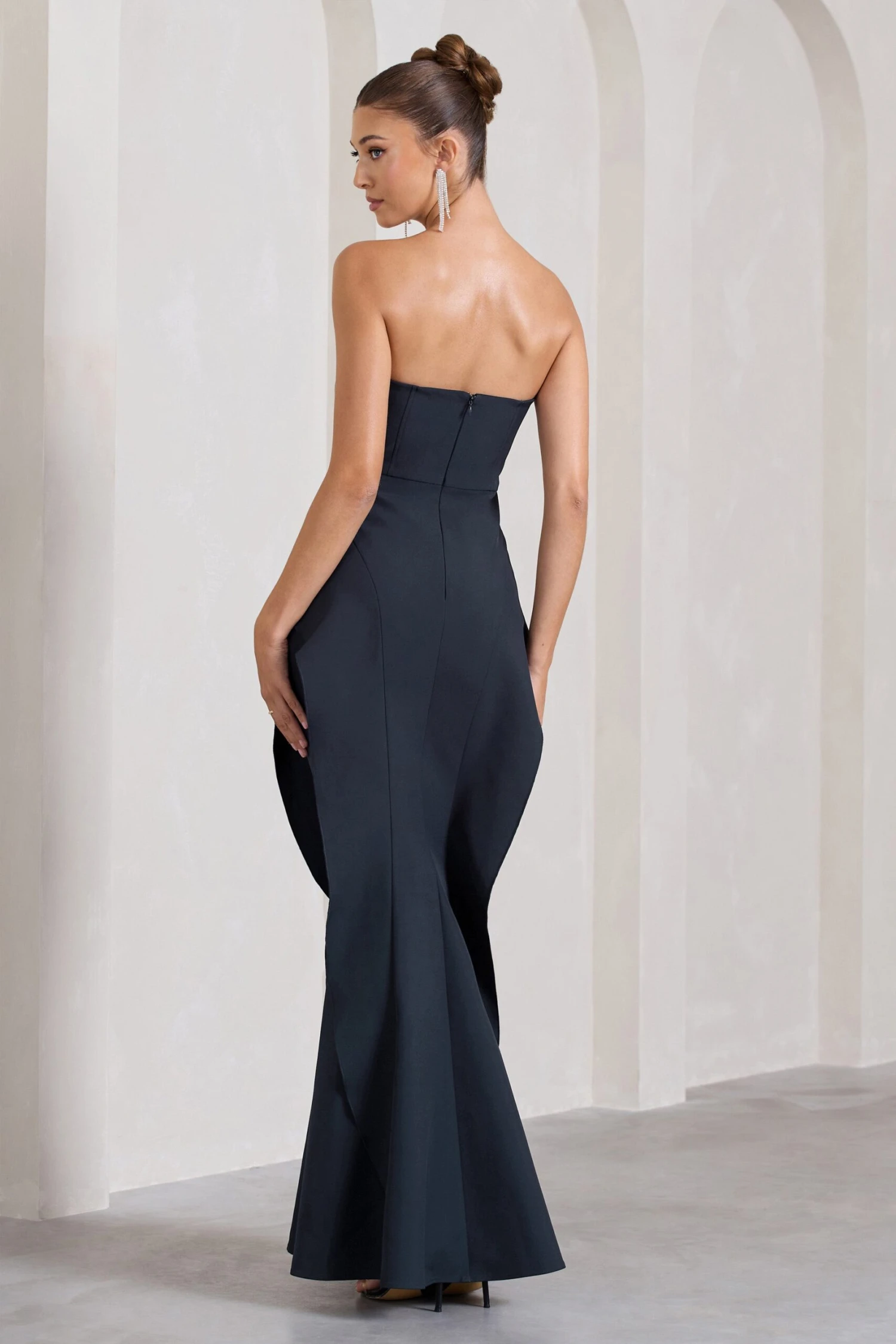The Real Thing | Navy Strapless Draped Fishtail Maxi Dress 4 The Real Thing | Navy Strapless Draped Fishtail Maxi Dress - Image 2