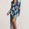 Oasis | Watercolour Print Satin Long-Sleeved Maxi Shirt Dress -Sangyong Store WB CL128985152 OasisWatercolourPrintSatinLong SleevedMaxiShirtDress1