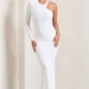 Tyra | White Asymmetric Neck Cut Out Maxi Dress With Open Back Detail -Sangyong Store WB CL129001005 TyraWhiteAsymmetricNeckCutOutMaxiDressWithOpenBackDetail2