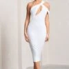 Ella | White Asymmetric Neck Cut Out Midi Dress -Sangyong Store WB CL129002005 Ella WhiteAsymmetricNeckCutOutMidiDress3