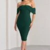 Love Me | Bottle Green Off The Shoulders Ruched Midi Dress -Sangyong Store WB CL129028 LoveMeBottleGreenOffTheShouldersRuchedMidiDress0
