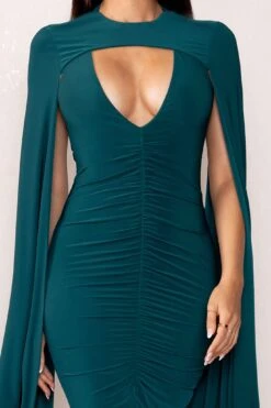 Myla | Bottle Green V-Neck Ruched Midi Dress With Cape Overlay 9 Myla | Bottle Green V-Neck Ruched Midi Dress With Cape Overlay -Sangyong Store WB CL129260 MylaBottleGreenV NeckRuchedMidiDresswithCapeOverlay detail 0f71e38f 0161 48c2 8a61 dc4ee40d3c75