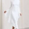 Keva | White Long Sleeve Ruched Maxi Dress With Cape Detailing -Sangyong Store WB CL129265005 KevaWhiteLongSleeveRuchedMaxiDresswithCapeDetailing2 b8841c3d 69d6 4c70 a82e 9181e9e6e46d