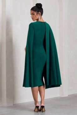 Marysol | Bottle Green Asymmetric Cape Midi Dress 9 Marysol | Bottle Green Asymmetric Cape Midi Dress -Sangyong Store WB CL129284047 Marysol BottleGreenAsymmetricCapeMidiDress5