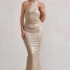 Unstoppable | Champagne Metallic Cross Over Halterneck Maxi Dress -Sangyong Store WB CL129335 UnstoppableChampagneMetallicCrossOverHalterneckMaxiDress0