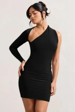 Siren | Black One Shoulder Bodycon Mini Dress 11 Siren | Black One Shoulder Bodycon Mini Dress -Sangyong Store WB CL129344067 SirenBlackOneShoulderBodyconMiniDress1