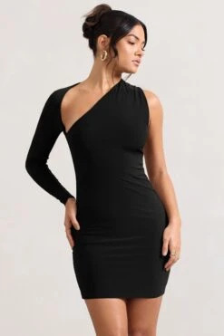 Siren | Black One Shoulder Bodycon Mini Dress 15 Siren | Black One Shoulder Bodycon Mini Dress -Sangyong Store WB CL129344067 SirenBlackOneShoulderBodyconMiniDress2