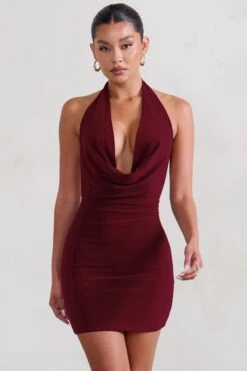 Liliana | Burgundy Cowl Neck Mini Dress 11 Liliana | Burgundy Cowl Neck Mini Dress -Sangyong Store WB CL129405 LilianaMerlotCowlNeckMiniDress1