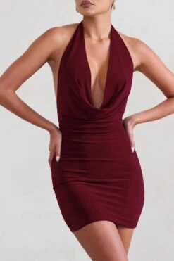 Liliana | Burgundy Cowl Neck Mini Dress 9 Liliana | Burgundy Cowl Neck Mini Dress -Sangyong Store WB CL129405 LilianaMerlotCowlNeckMiniDress5