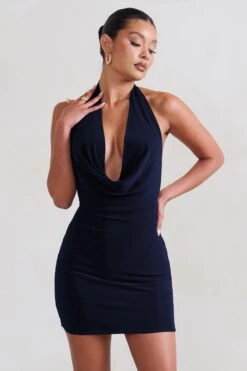 Liliana | Navy Cowl Neck Mini Dress 11 Liliana | Navy Cowl Neck Mini Dress -Sangyong Store WB CL129405 LilianaNavyCowlNeckMiniDress3