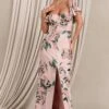 Signorina | Pink Floral Buttoned Maxi Dress With Flounced Short Sleeves -Sangyong Store WB CL129421146 SignorinaPinkFloralButtonedMaxiDressWithFlouncedShortSleeves0